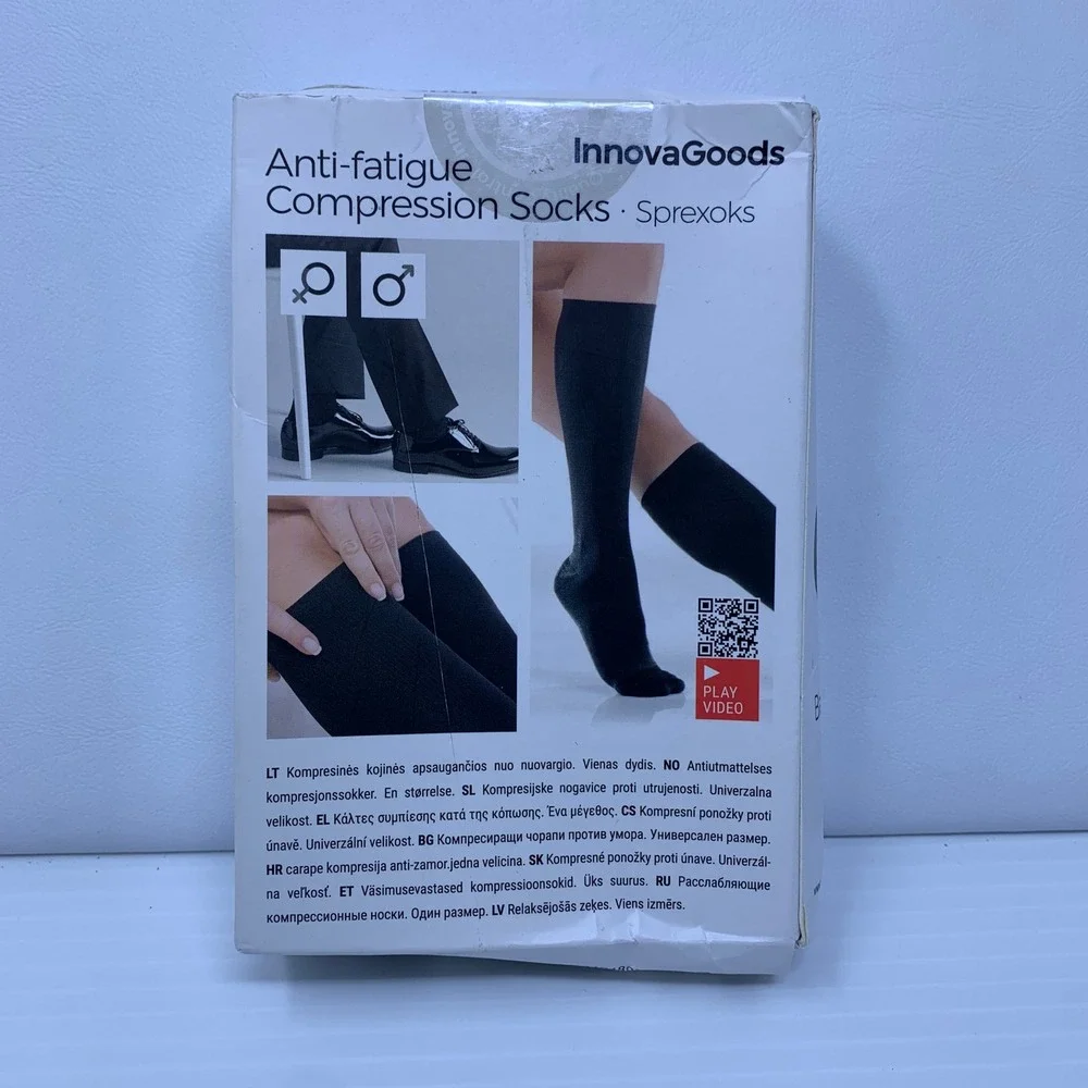 InnovaGoods Unisex One Size Black Anti-fatigue Compression Socks Sprexoks NWT